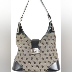 Dooney & Bourke Signature Canvas and Leather Purse, Hobo Bag Excellent Condition